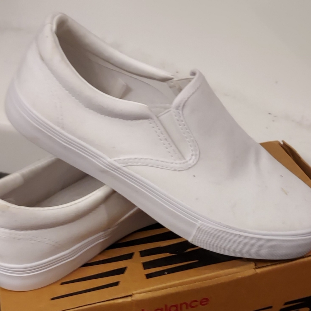 White Slip-On Sneakers, Size 8